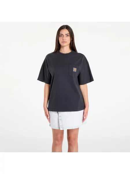 Тениска Carhartt WIP S/S Hudson Pocket T-Shirt Black Chalk Wash XS черно