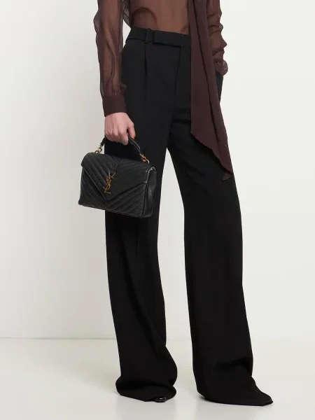 Kožená kožená taška Saint Laurent čierna