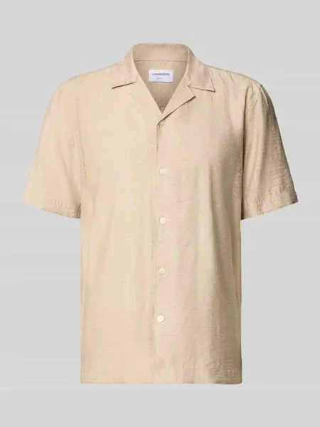Nowoczesny krój modern fit koszula casualowa z fakturowanym wzorem Lindbergh brązowa