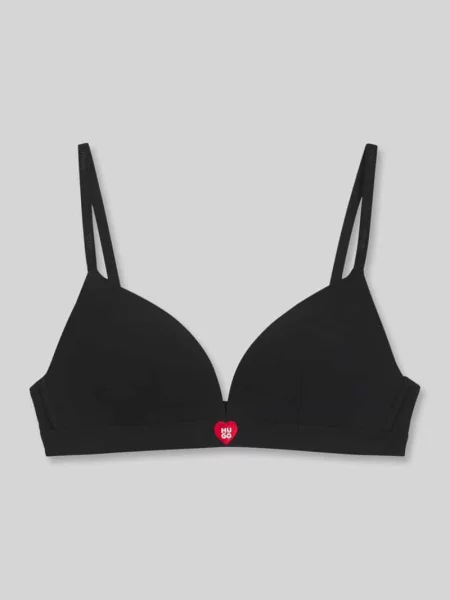 Biustonosz typu bralette z detal: z logo model „HUGO HEART TRIANGLE” czarna
