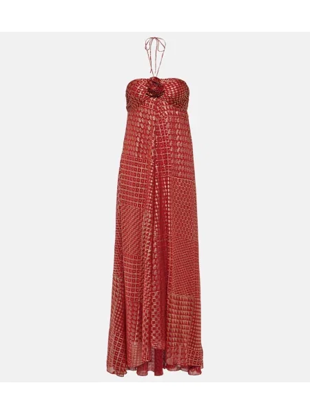 Rochie Rixo cu imagine cu gât halter roșu