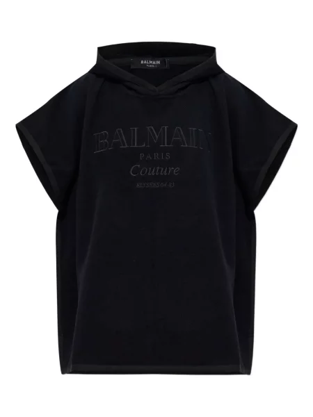 Haftowane ponczo Balmain czarne