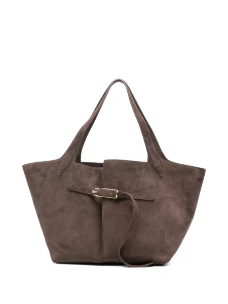 Cu centură geantă shopper Liffner din piele de căprioară maro