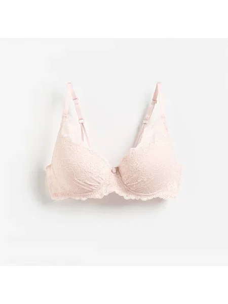 Reserved Csipkés push-up melltartó pasztellpink