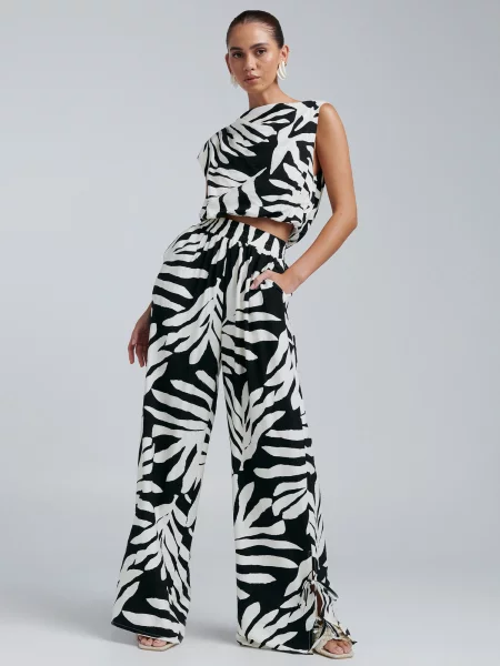 BWLDR Pantaloni Laila negru alb