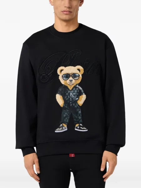 Hanorac Philipp Plein cu broderie teddy negru