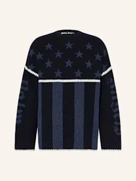 Palm Angels Sweter Stars & Stripes blau niebieski