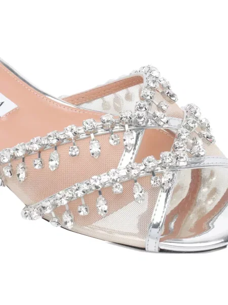 Sandale Aquazzura de cristal argintiu