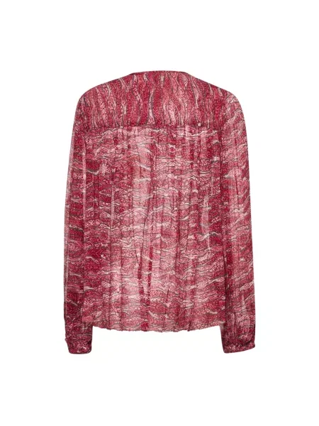 Wielobarwność bluzka Isabel Marant Etoile z nadrukiem szyfonowa czerwona