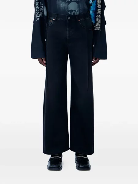 Blugi Vetements zdrențuiți cu 5 buzunare negru