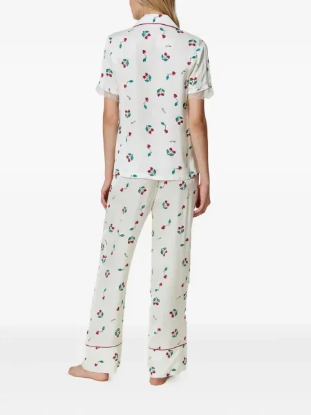 Pijamale Twinset din satin alb