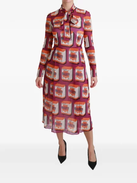 Rochie midi Dolce & Gabbana de mătase cu imagine violet