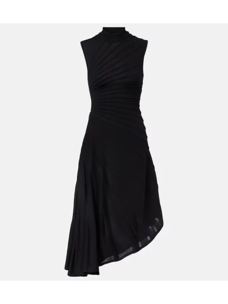 Rochie midi Alaïa de lână până la genunchi de costum negru