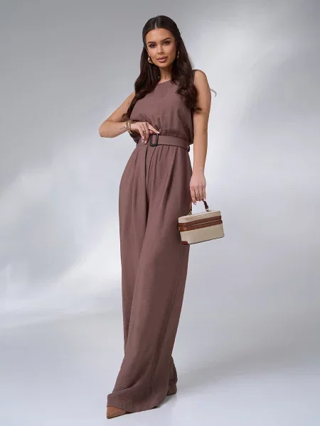 Лляний Комбінезон ISSA Plus коричневий