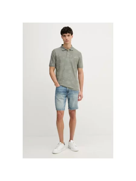 Koszulka polo Guess żakardowa zielona