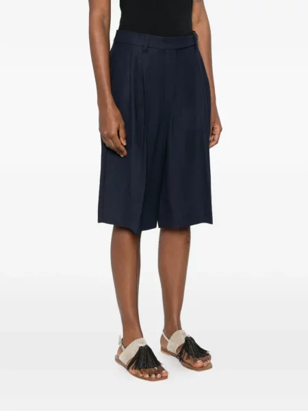 Pantaloni scurți Brunello Cucinelli plisate albastru