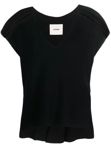 Top Aeron cu decolteu în V negru