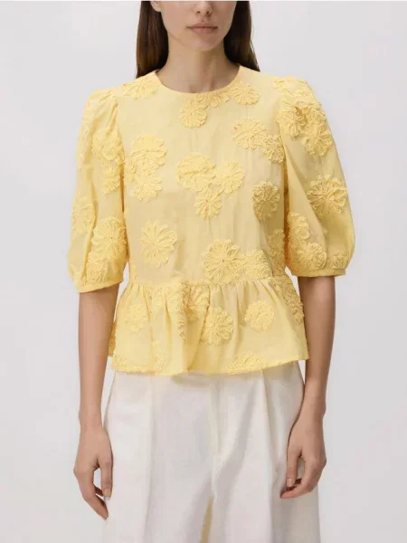 Reserved Блузка с декоративной вышивкой жовтий
