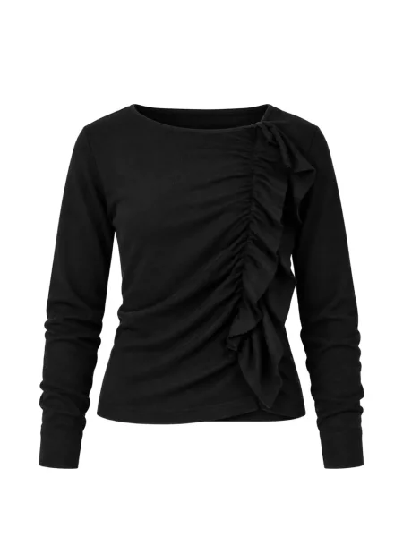 Lung tricou Liviana Conti cu volane negru