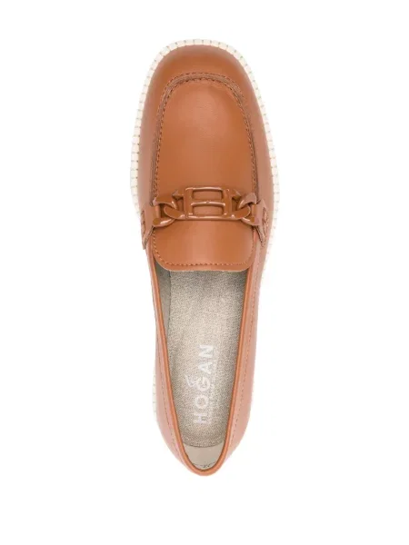 Pantofi loafer Hogan din piele cu cataramă maro