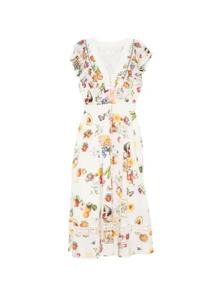 Rochie midi Camilla cu imagine alb