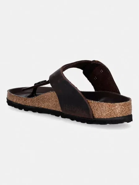 Birkenstock japonki skórzane Gizeh Big Buckle Oiled Leather brązowe