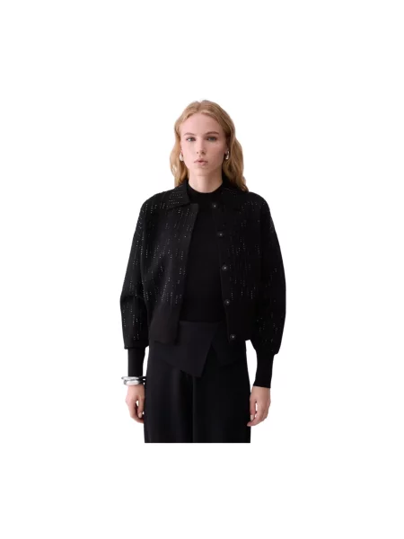 Dzianinowy sweter Liu Jo z dżetami czarny