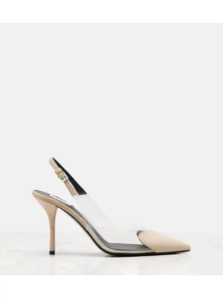 Pantofi cu toc Alaïa din piele de căprioară slingback bej