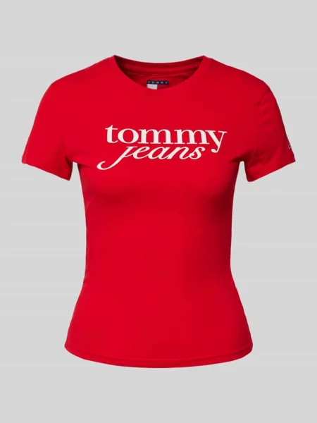 T-shirt o kroju slim fit z czystej bawełny z nadrukiem z logo Tommy Jeans czerwona