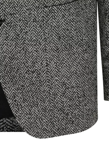 Geacă Lardini de lână cu model herringbone gri