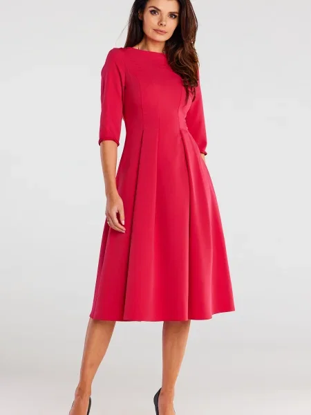 Midi obleka Awama rdeča