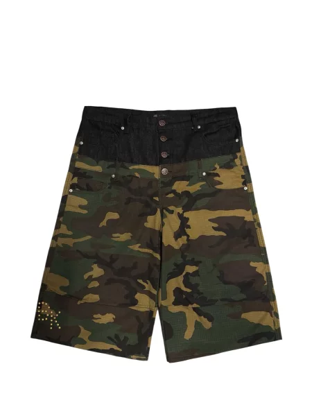 Pantaloni scurți Boredom Kills cu imagine cu model camuflaj verde