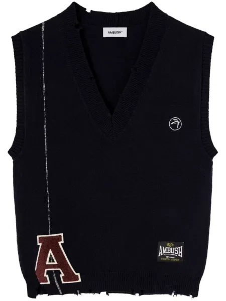 Vlněná vesta AMBUSH Repair Stitch V Neck Vest tmavomodrá modrá