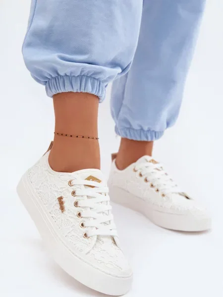 Pantofi Lee Cooper cu șireturi alb