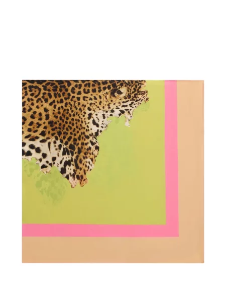 Hedvábný leopardí šál Roberto Cavalli s potiskem