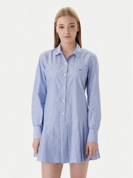 Tommy Jeans Rochie tip cămașă Party albastru