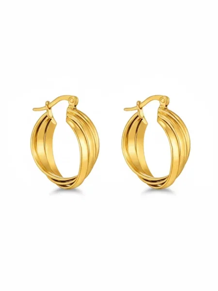 Cala Rose Cercei TRIPLE RIDGE HOOPS auriu roz