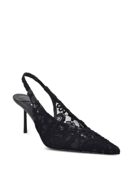 Pantofi cu toc Le Silla din dantelă slingback negru