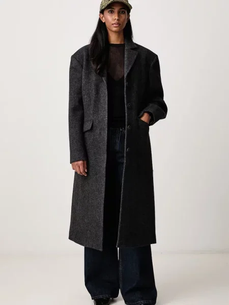 GANNI Peacoat płaszcz z wełną