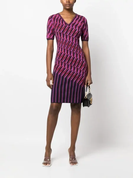 Pletené oblekové šaty Dvf Diane Von Furstenberg fialové