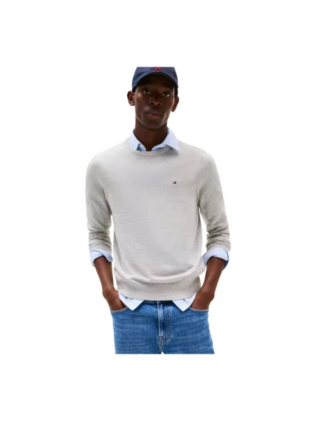 Tommy Hilfiger Swetry Mężczyzna S Sweter z okrągłym dekoltem szary