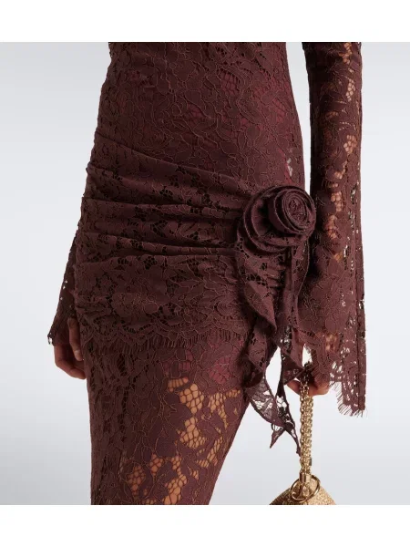 Rochie De La Vali din dantelă drapată maro