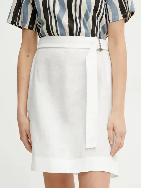 MM fustă din in mini drept alb