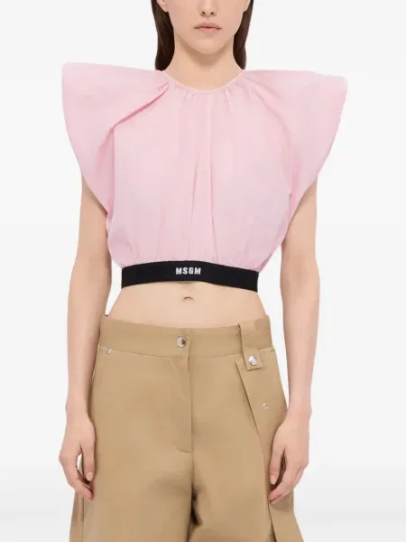 Bluzka Msgm z nadrukiem o krotszym kroju różowa