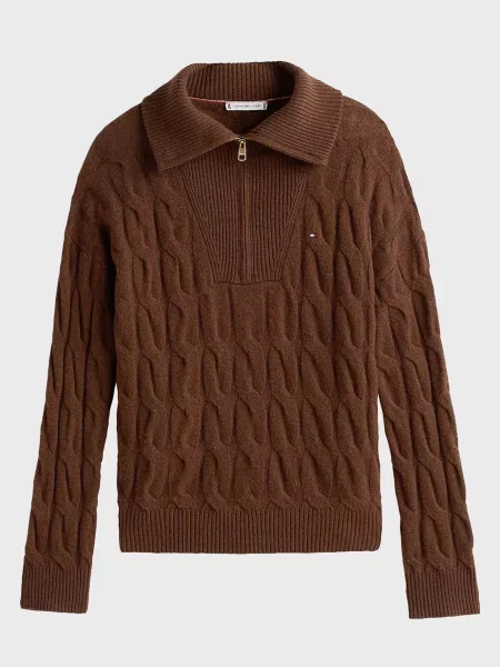 Вовняний светр Tommy Hilfiger без кісточок коричневий
