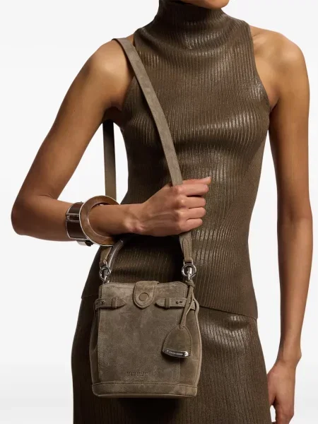 Geantă Ralph Lauren Collection din piele de căprioară maro