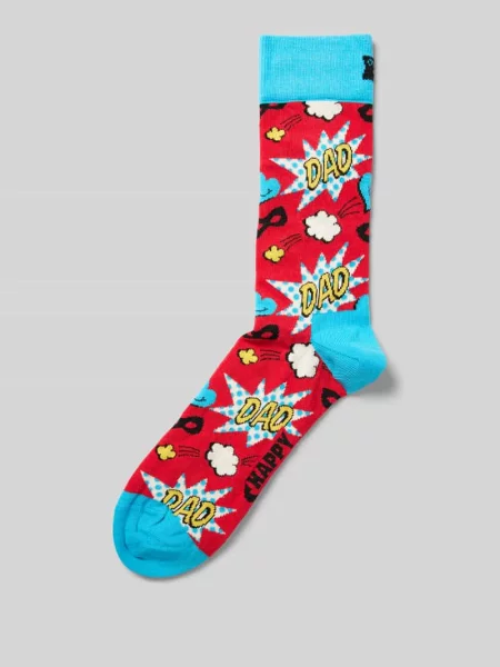 Skarpety z prążkowanym wykończeniem Happy Socks czerwone