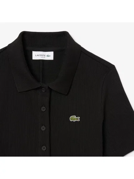 Lacoste Długa Koszulka Polo W Prążki czarna