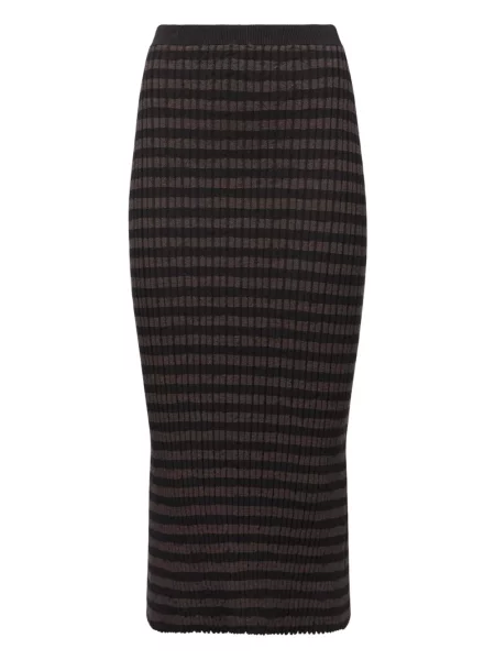 Fustă midi Mm6 Maison Margiela cu dungi până la genunchi maro
