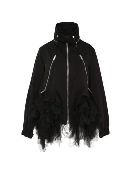 Geacă Noir Kei Ninomiya cu volane din tul negru